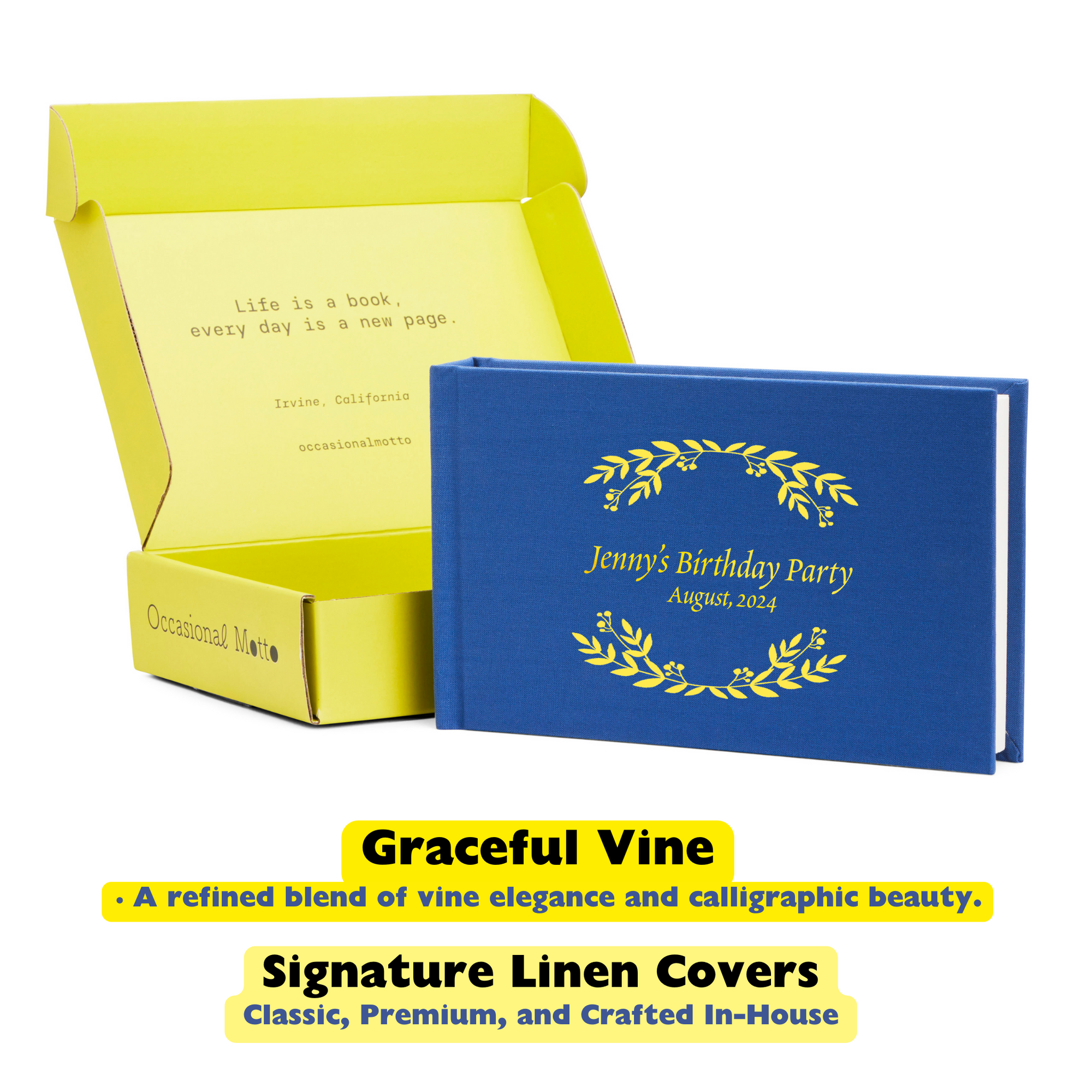 Personalized Linen Hardcover Wedding Guestbook &amp; Photo Album for Instax and Polaroid Film (48 Pockets / Writable Cardstock)