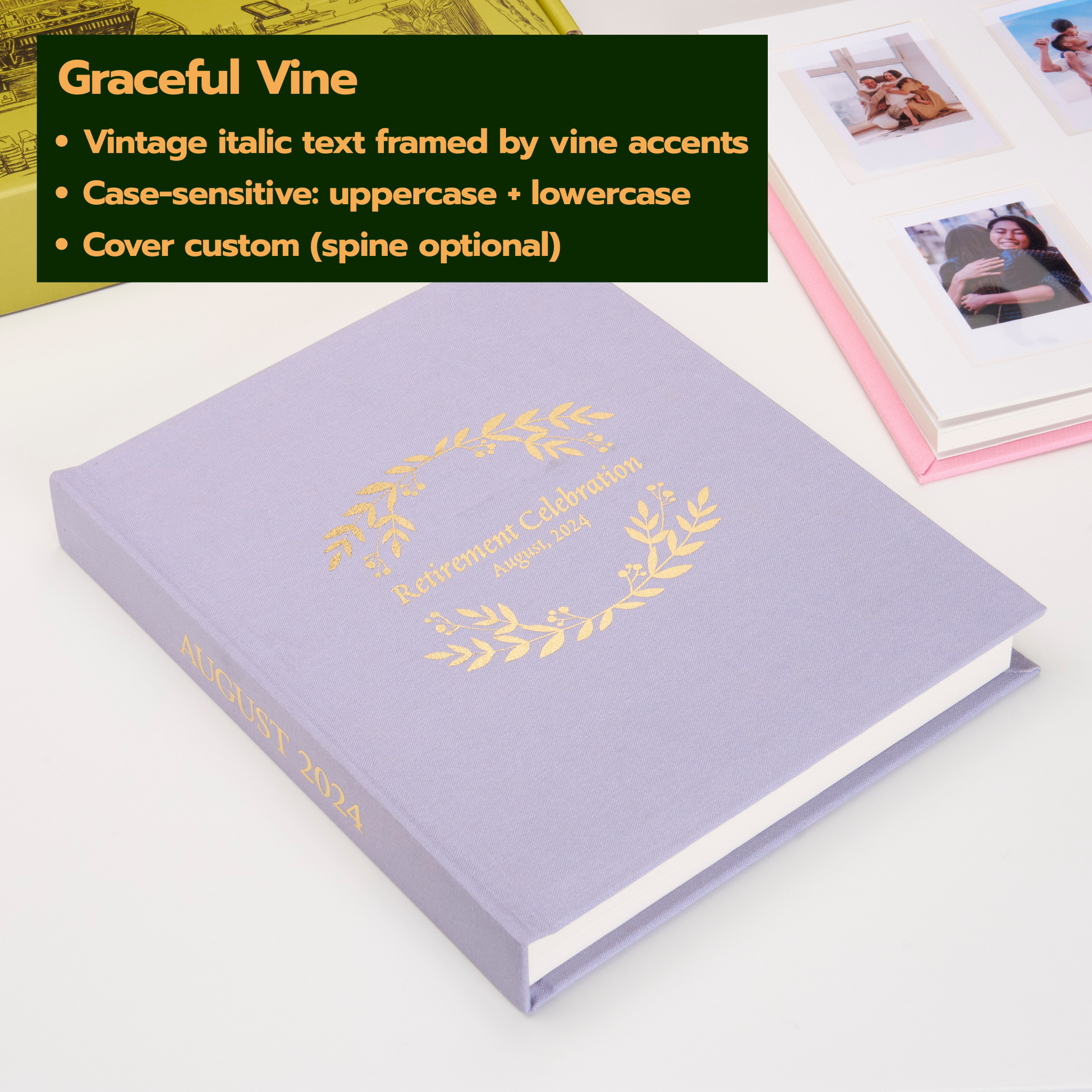 Personalized Linen Hardcover Photo Album For i-Type Film (96 Pockets / Writable Cardstock)