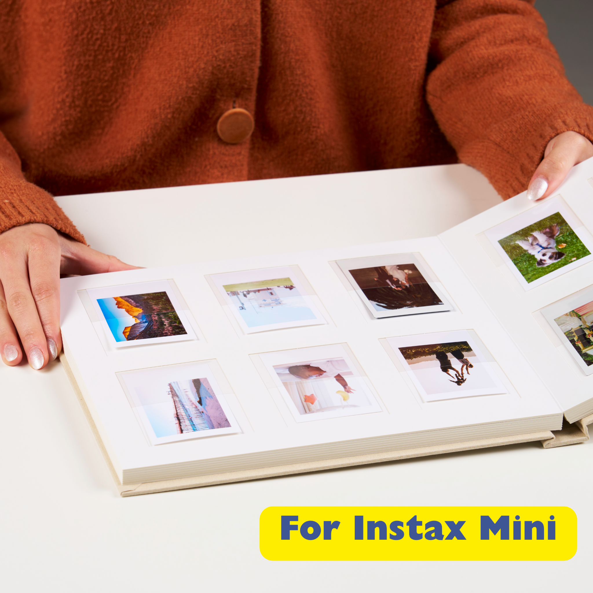 Personalized Linen Hardcover Photo Album For Instax Mini (144 Pockets / Writable Cardstock)