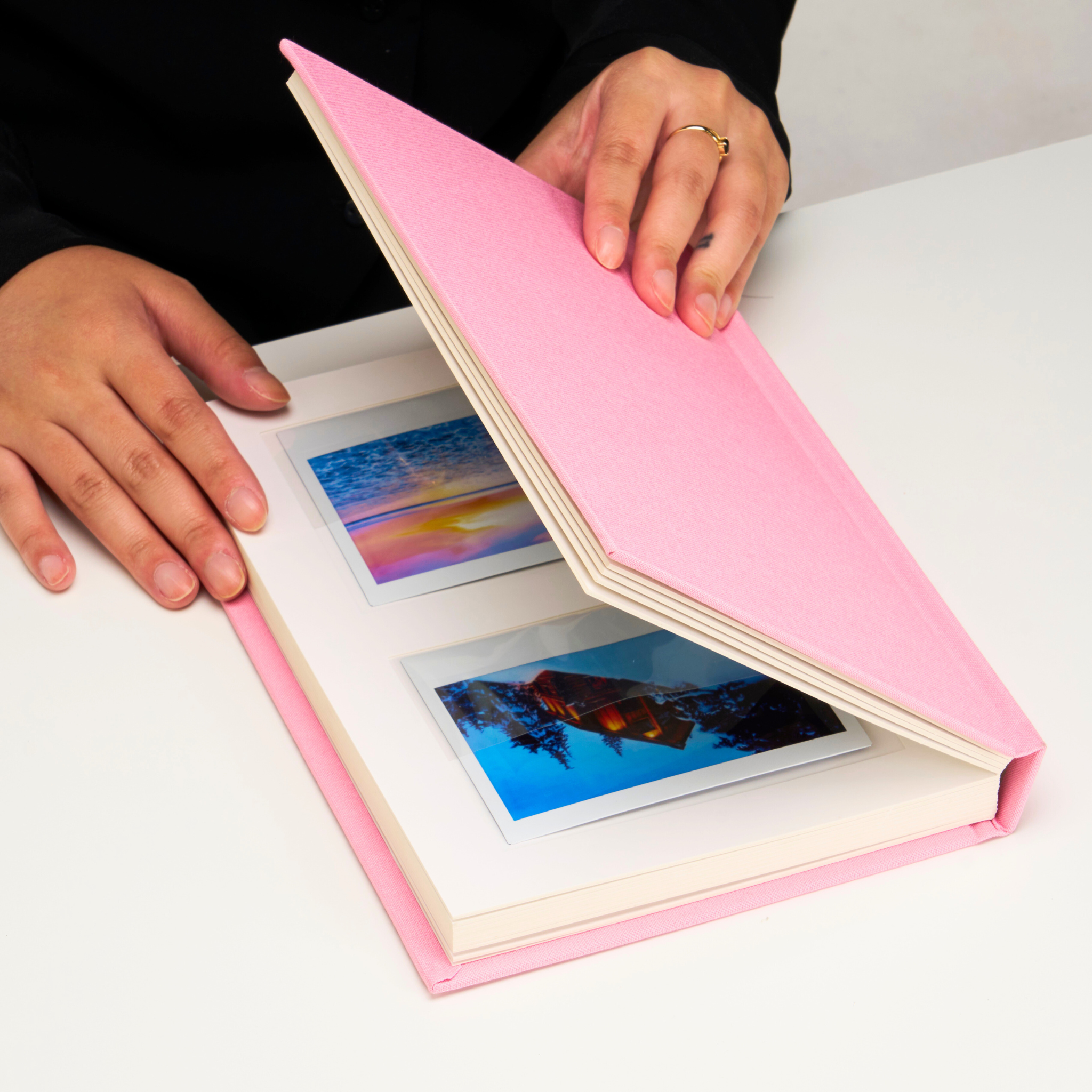 Personalized Linen Hardcover Photo Album For Instax Wide (48 pockets / Writable Cardstock)