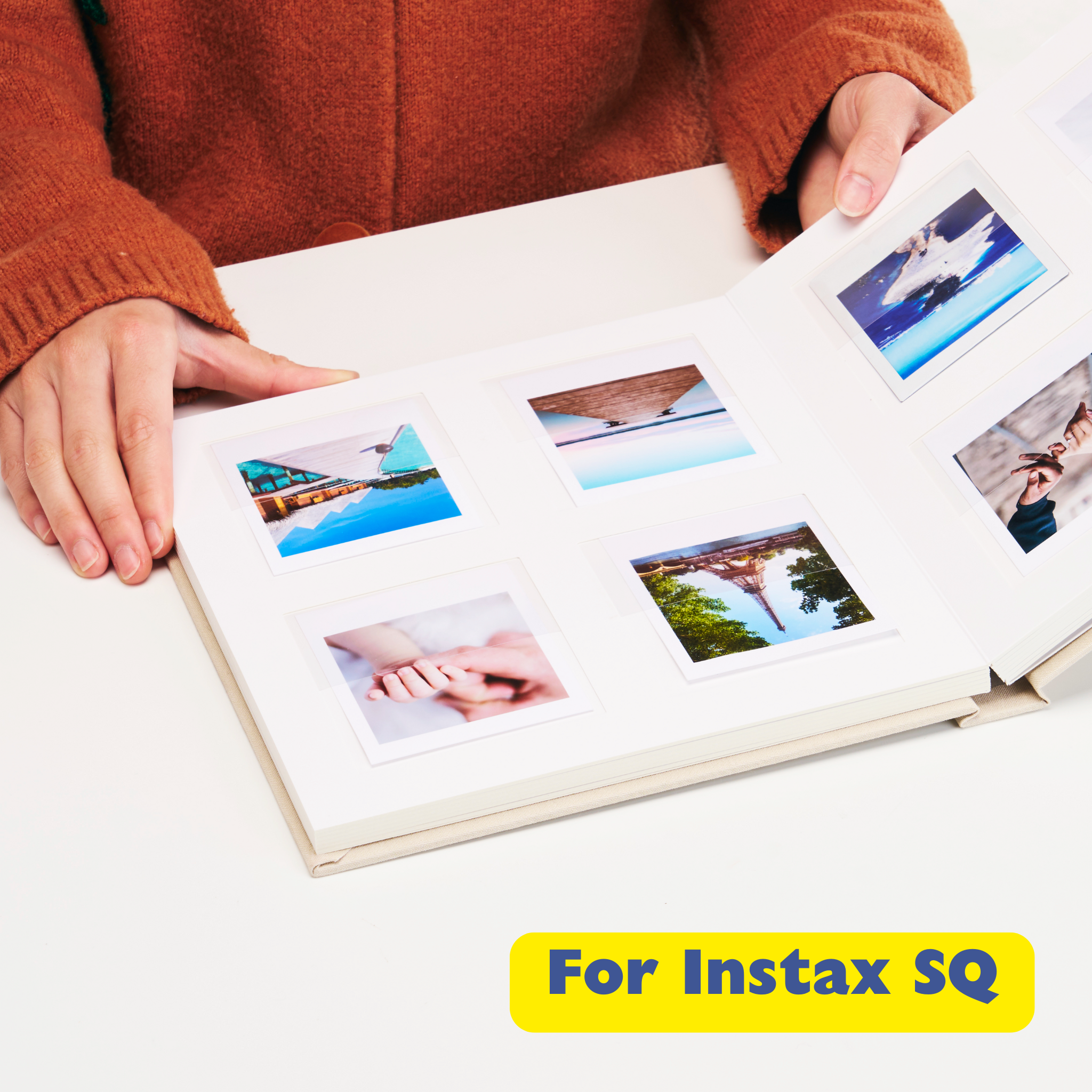 Personalized Linen Hardcover Photo Album For Instax SQ (96 Pockets / Writable Cardstock)