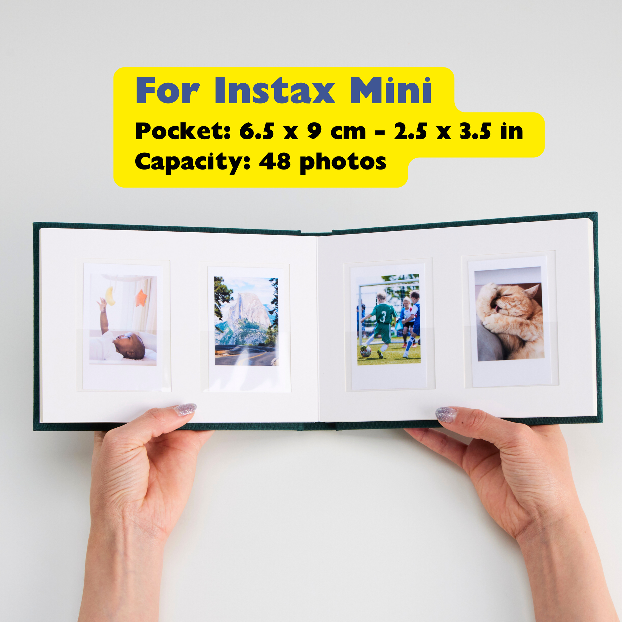 Personalized Linen Hardcover Wedding Guestbook &amp; Photo Album for Instax and Polaroid Film (48 Pockets / Writable Cardstock)
