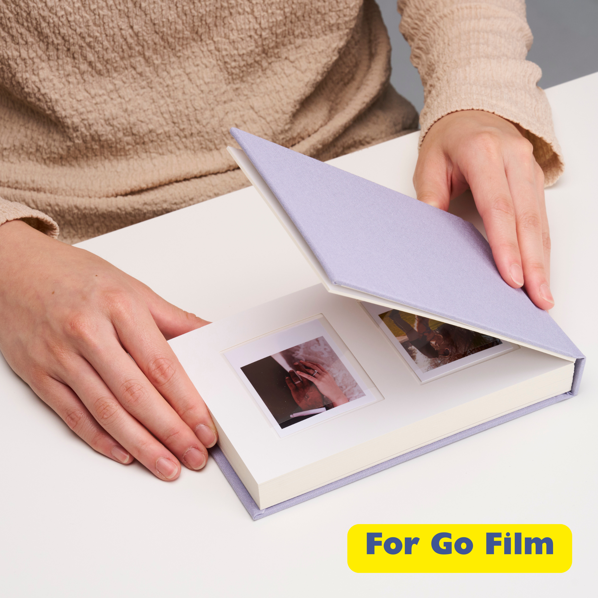 Personalized Linen Hardcover Photo Album For Go Film (48 pockets / Writable Cardstock)