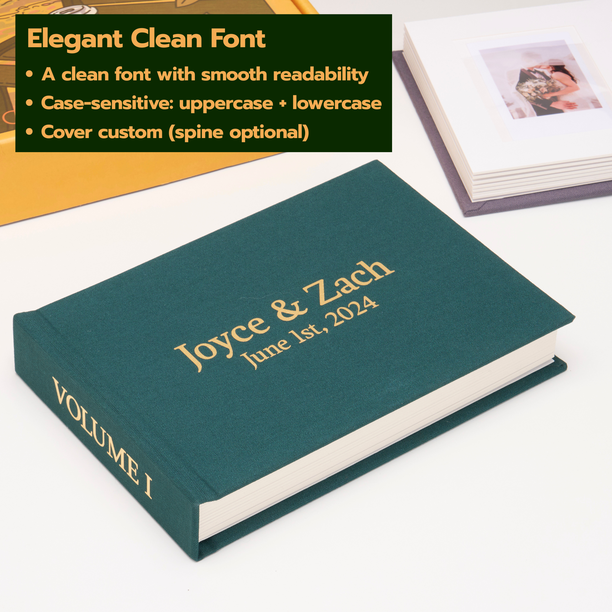 Personalized Linen Hardcover Photo Album For Instax Mini (48 Pockets / Writable Cardstock)