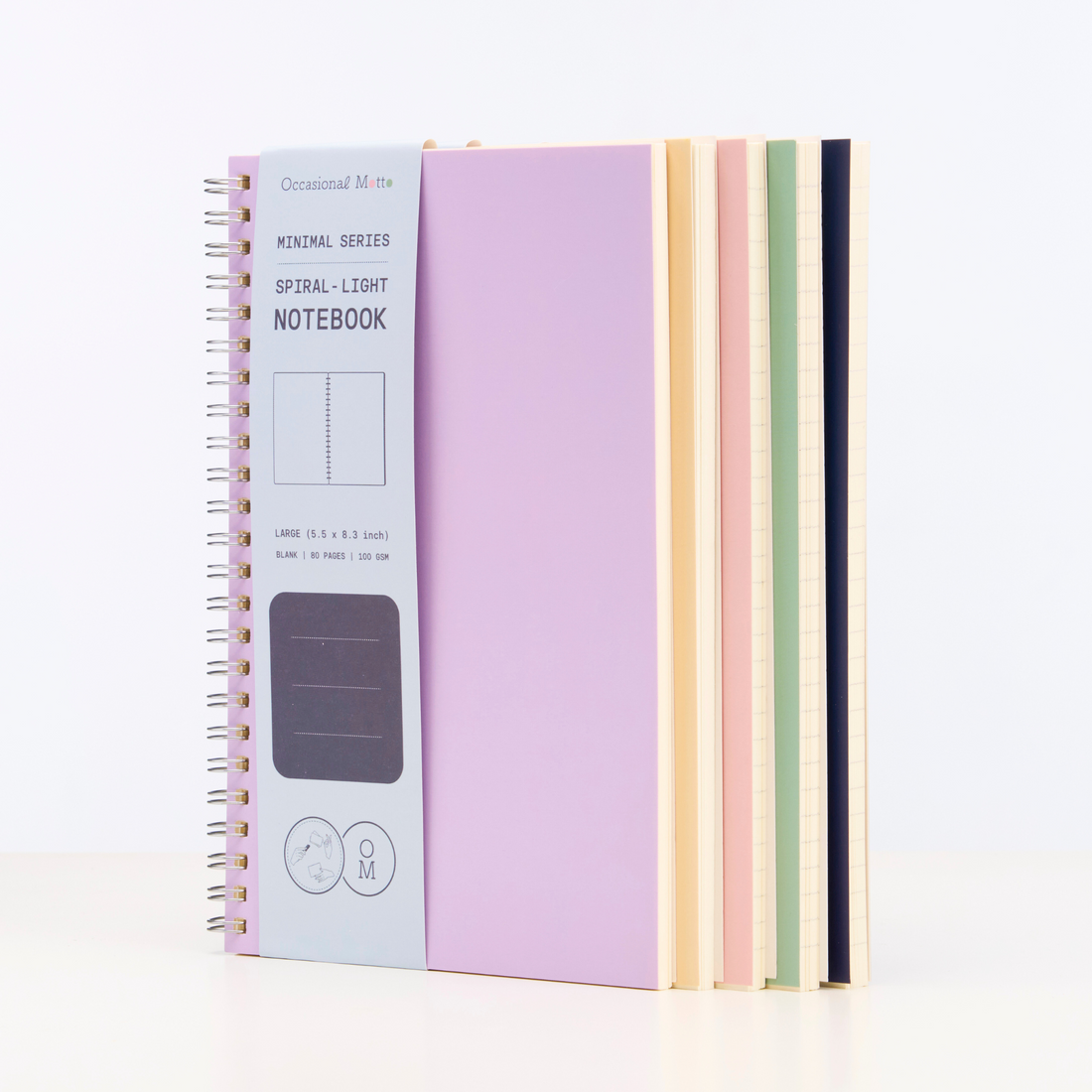 5-Pack Pastel Spiral Notebook (100gsm layout paper)