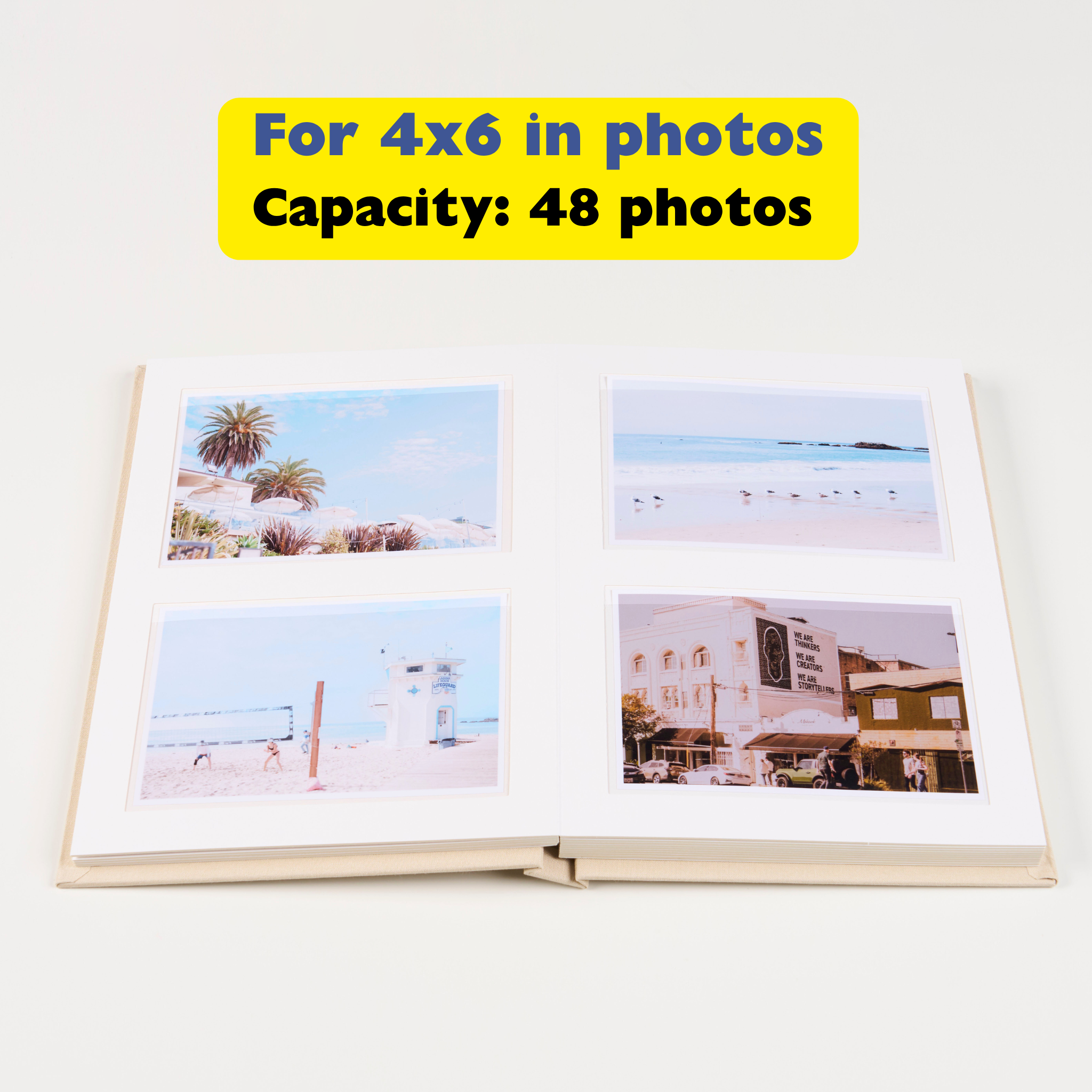Personalized Linen Hardcover Photo Album For 4x6 inch Photos (48 pockets / writable cardstock)