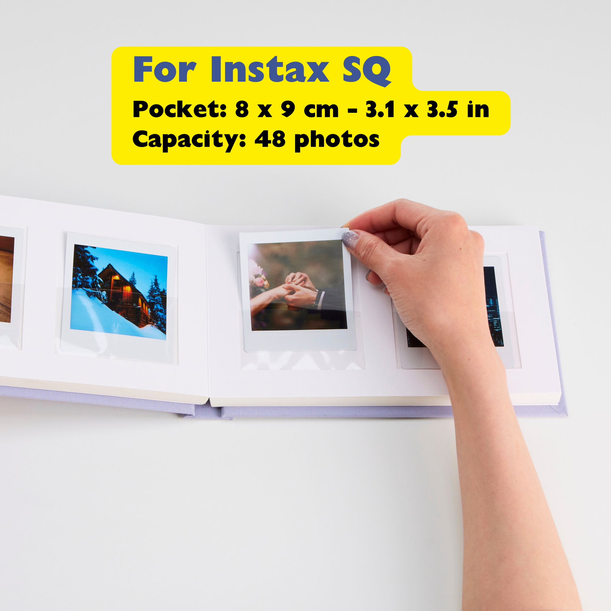 Personalized Linen Hardcover Wedding Guestbook &amp; Photo Album for Instax and Polaroid Film (48 Pockets / Writable Cardstock)