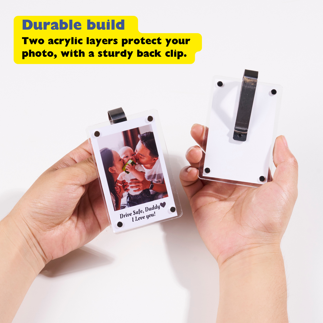 Custom Sleek Acrylic Car Visor Photo Clip