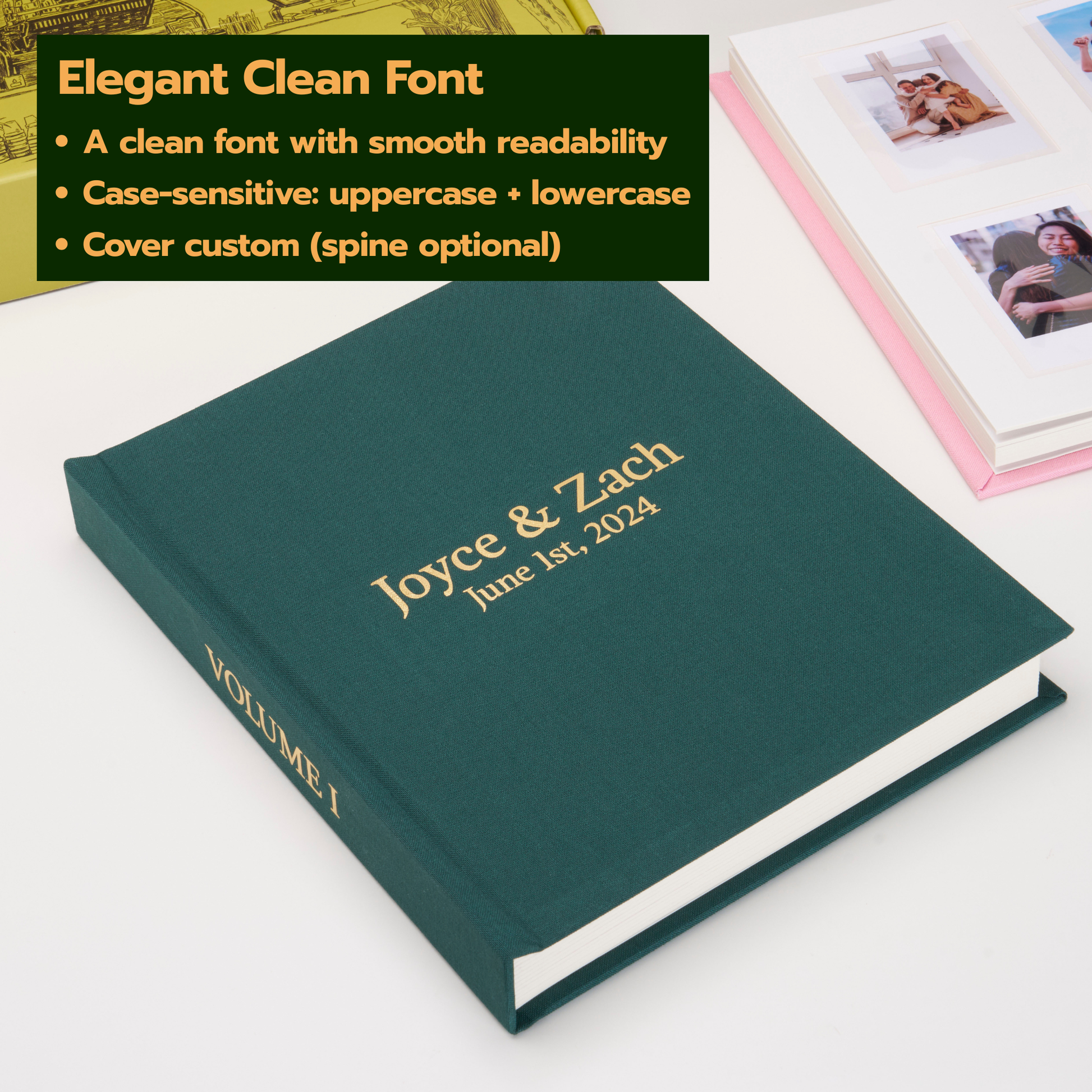 Personalized Linen Hardcover Photo Album For Instax Mini (96 Pockets / Writable Cardstock)