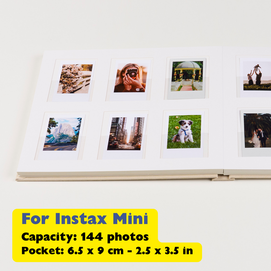 Personalized Linen Hardcover Photo Album For Instax Mini (144 Pockets / Writable Cardstock)