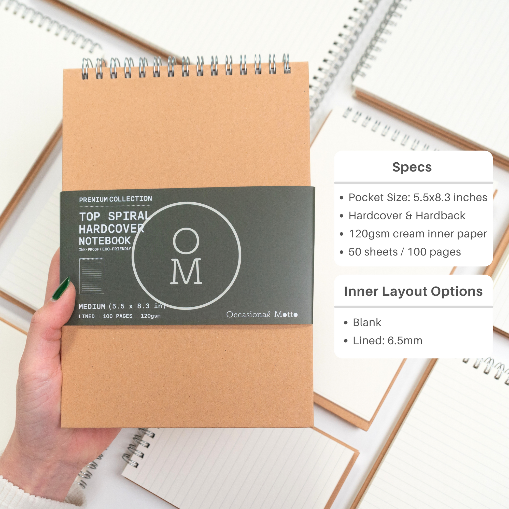 Hardcover Top Spiral Steno Kraft Notebooks