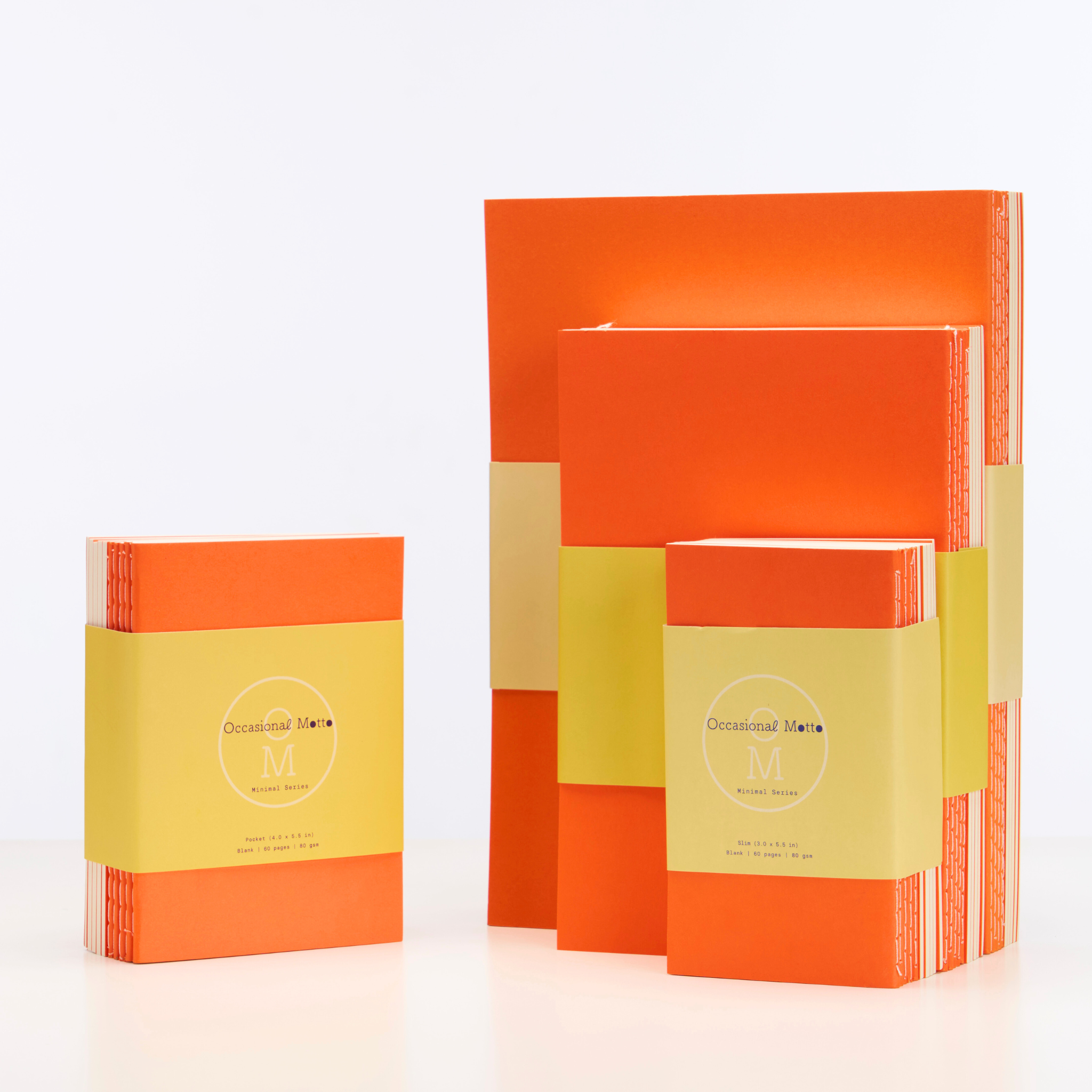 10-PackOrange Cover Stitched Notebooks (80gsm layout paper)
