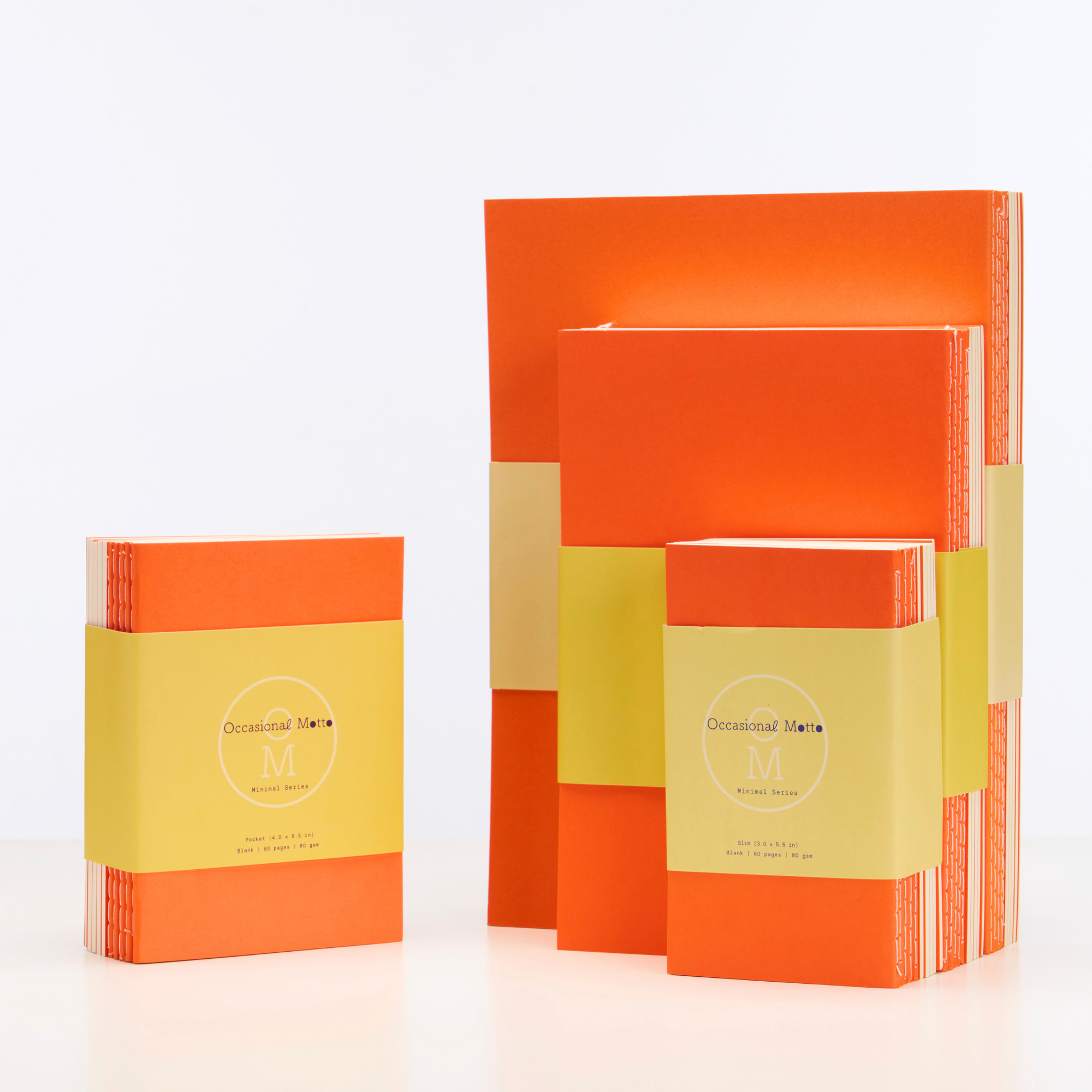 Set of 10 Orange Cover Sewn Binding Notebooks