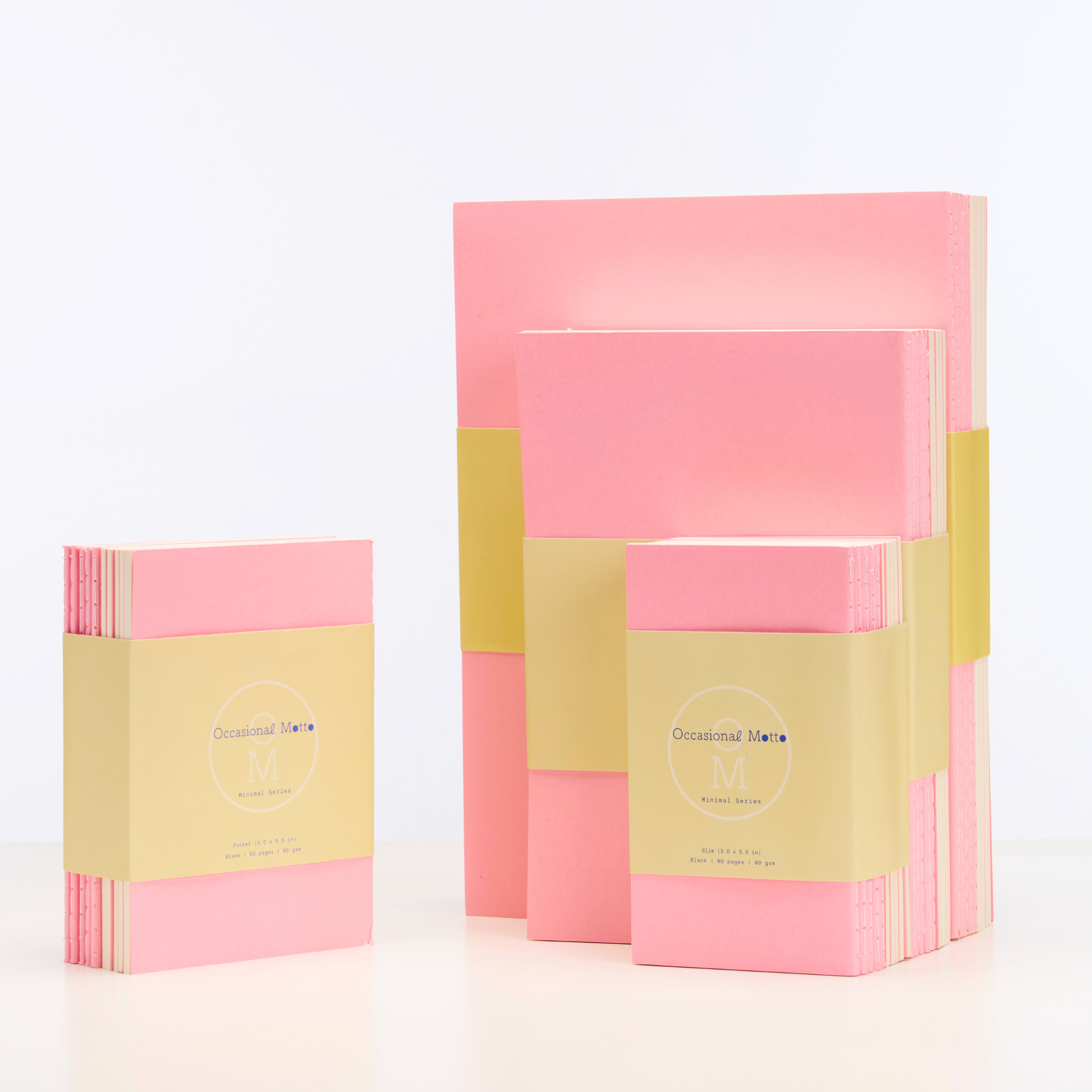 10-Pack Pink Cover Stitched Notebooks (80gsm layout paper)