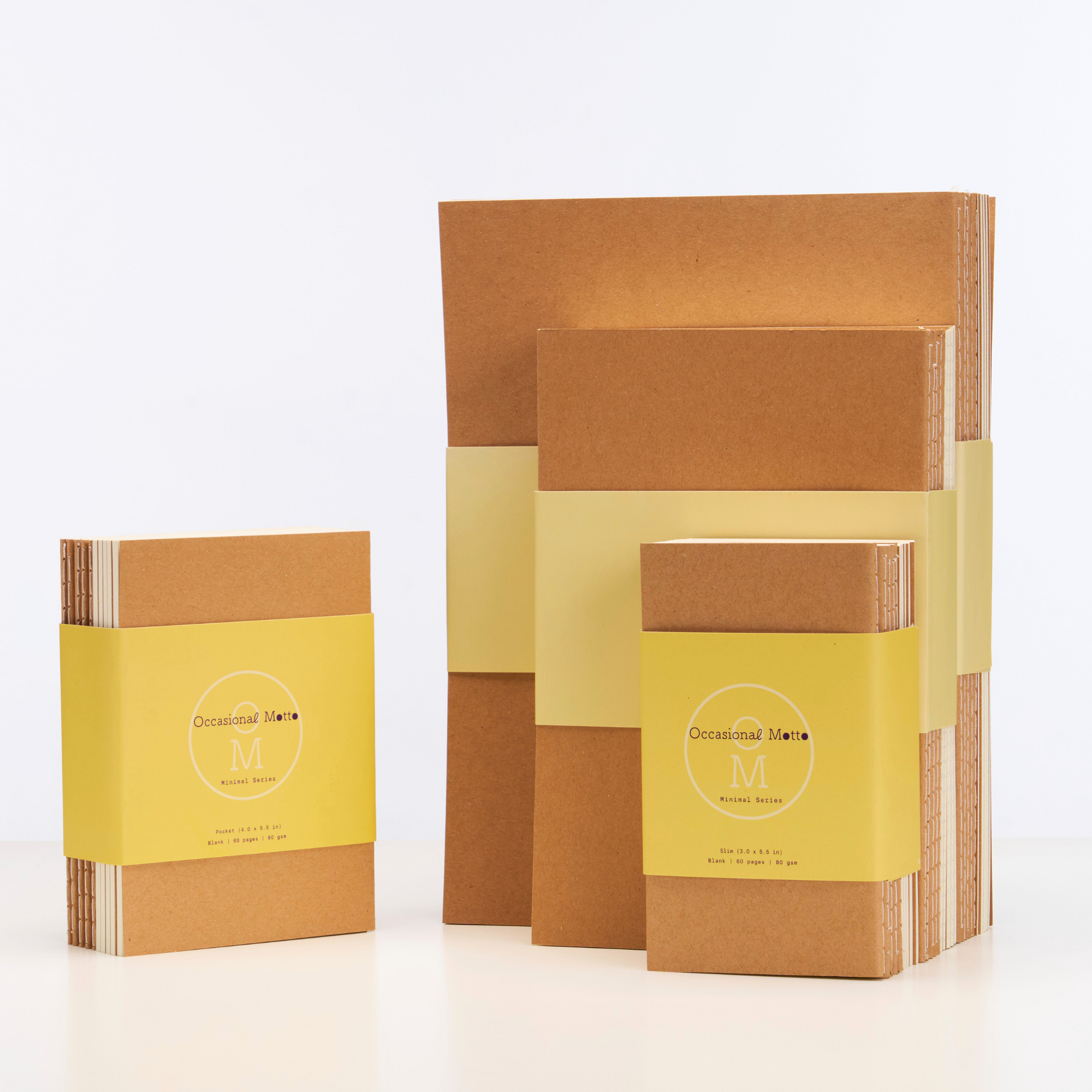 Set of 10 Kraft Cover Sewn Binding Notebooks