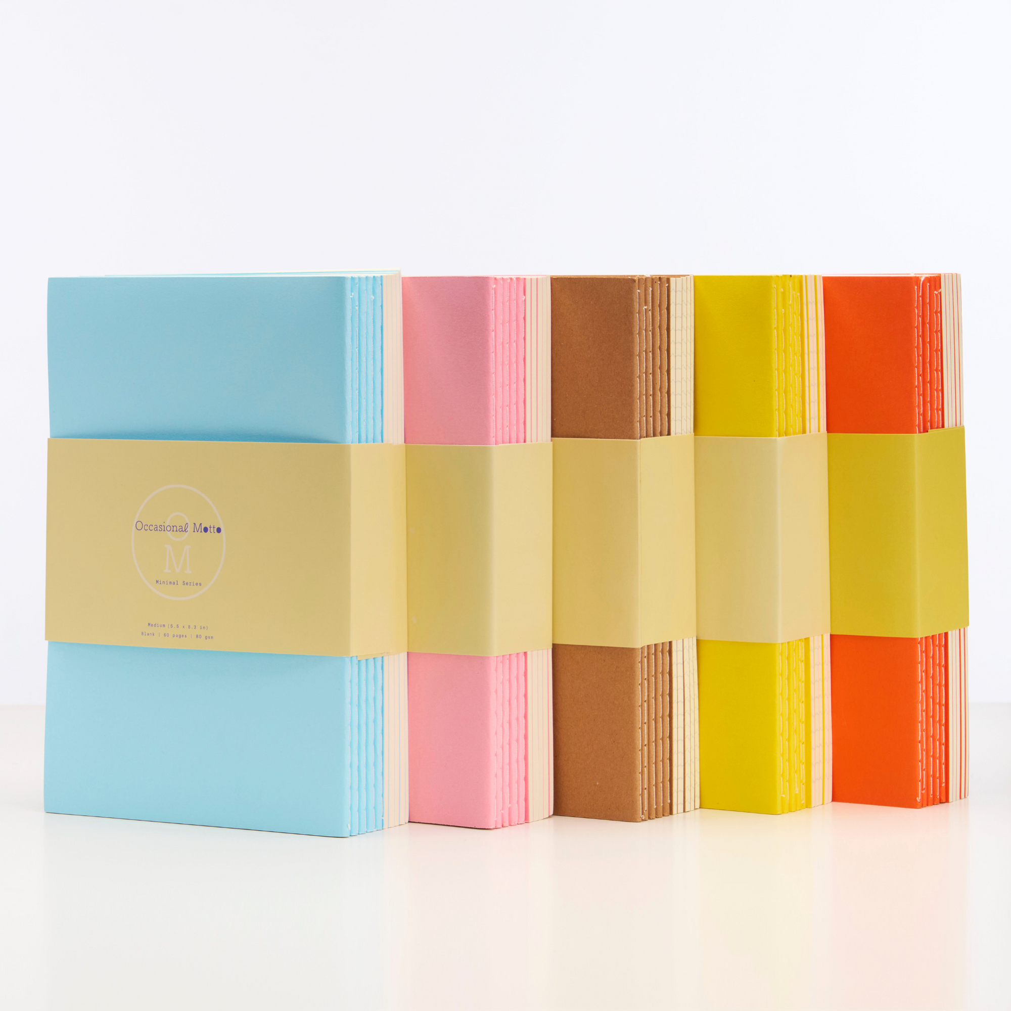 Set of 10 Kraft Cover Sewn Binding Notebooks