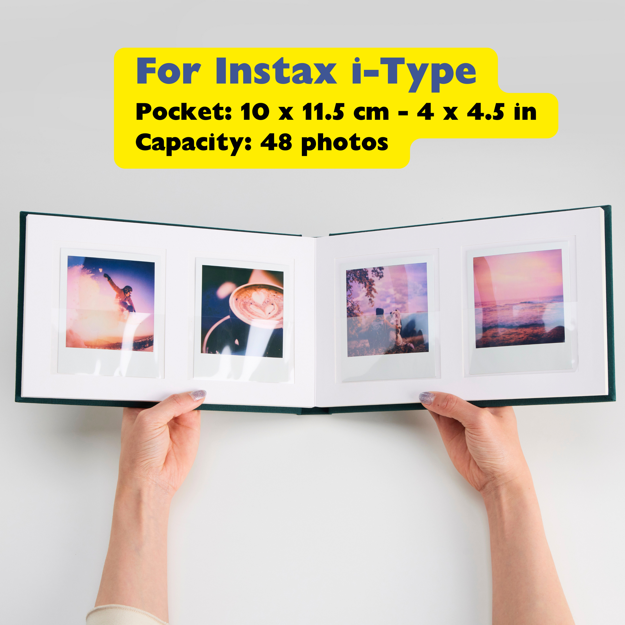 Personalized Linen Hardcover Wedding Guestbook &amp; Photo Album for Instax and Polaroid Film (48 Pockets / Writable Cardstock)