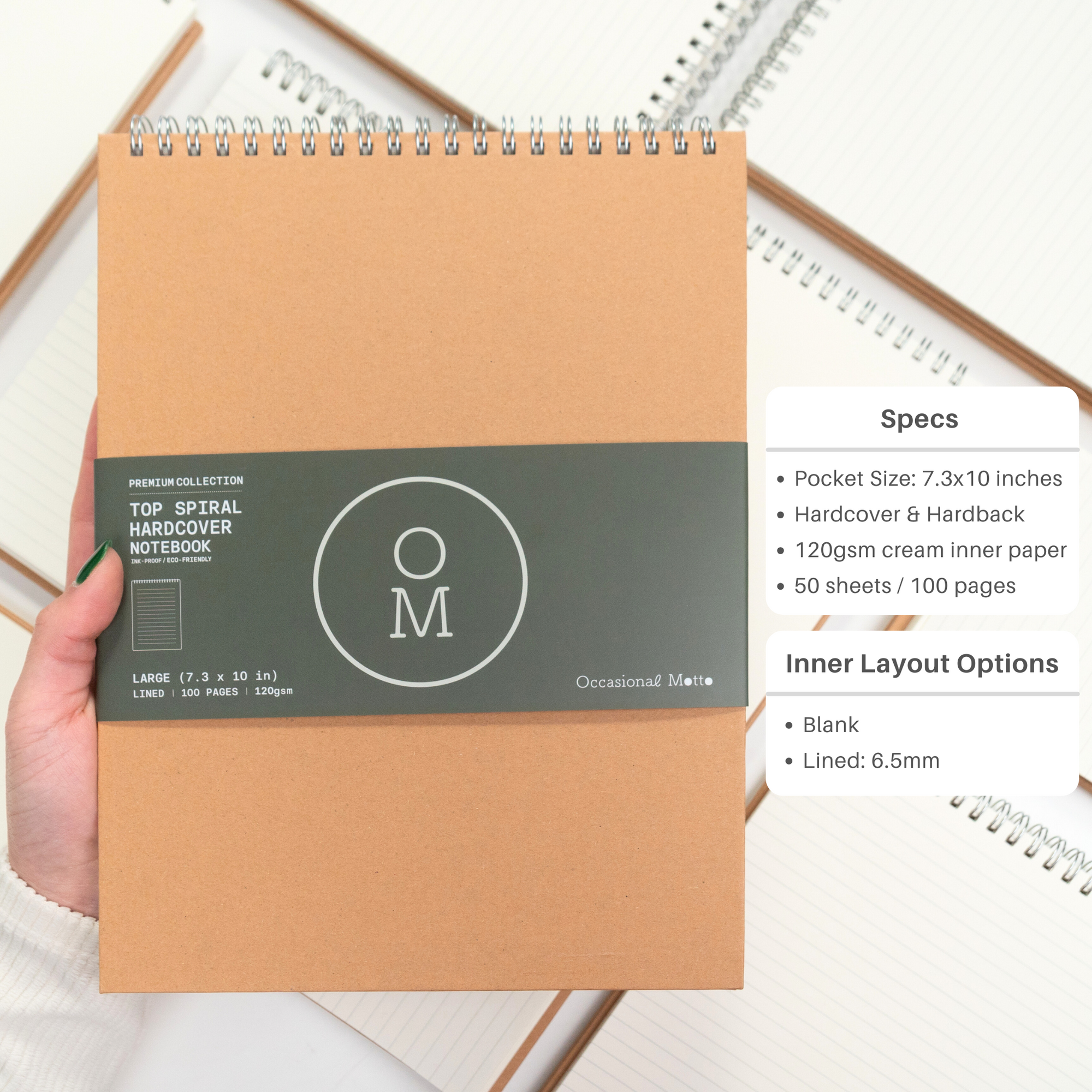 Hardcover Top Spiral Steno Kraft Notebooks