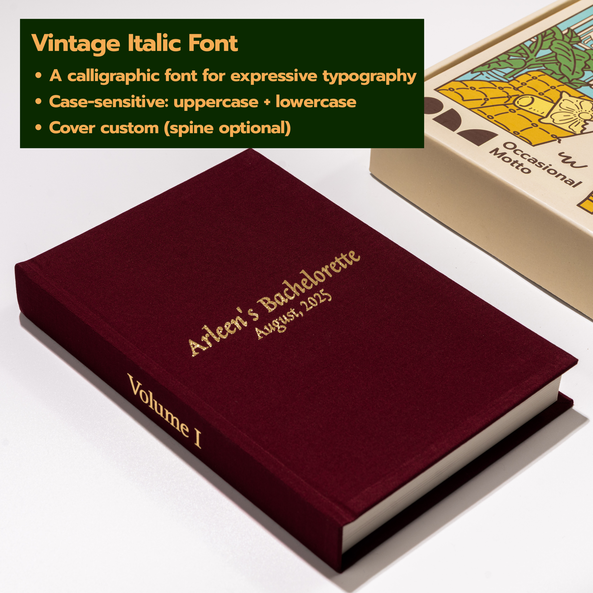 Personalized Linen Hardcover Photo Album For Instax Wide (48 pockets / Writable Cardstock)