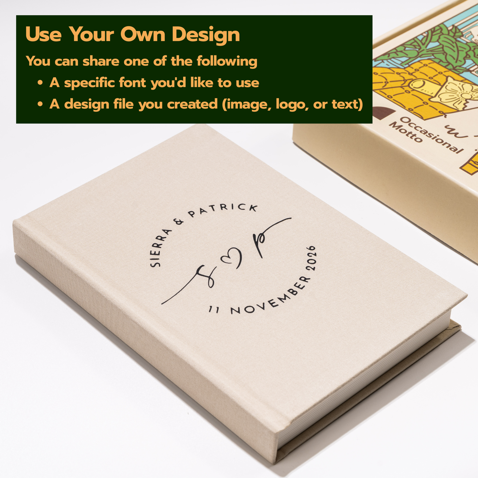 Personalized Linen Hardcover Photo Album For Instax Wide (48 pockets / Writable Cardstock)