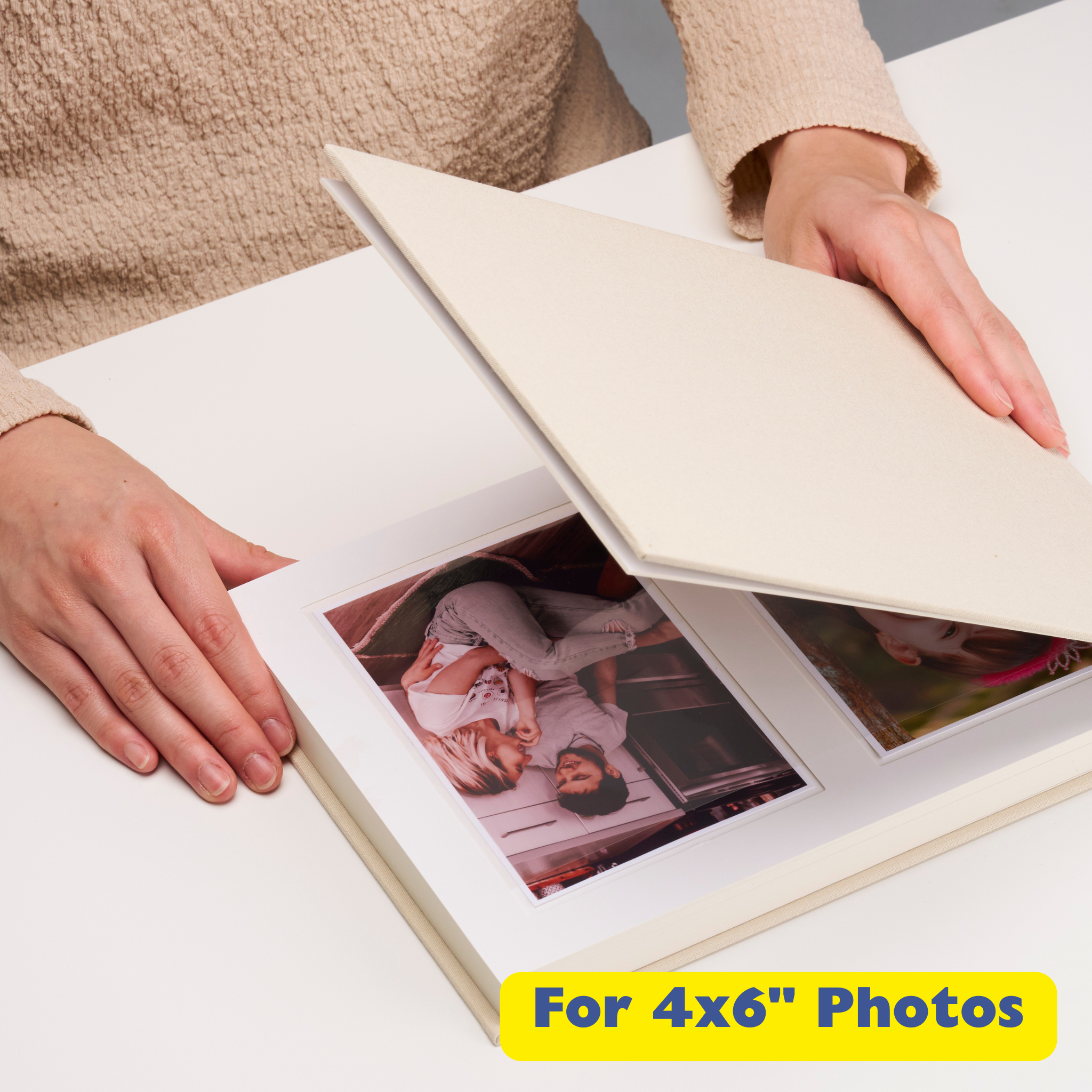 Personalized Linen Hardcover Photo Album For Vertical 4x6 inch Photos (48 pockets / writable cardstock)