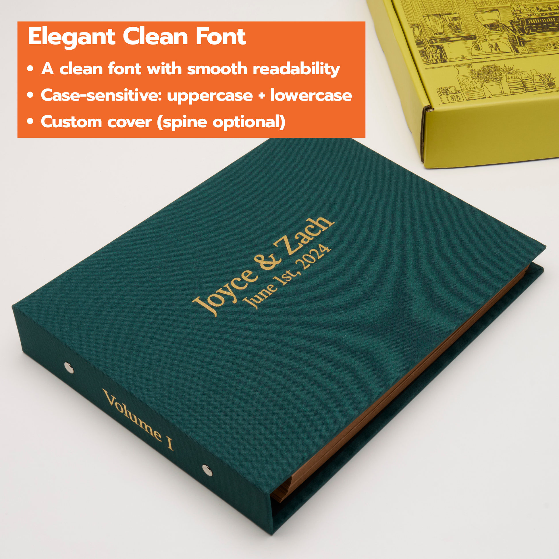 Personalized Linen Hardcover Landscape Binder Scrapbook For 6x10'' (40 sheets / Writabe Cardstock)