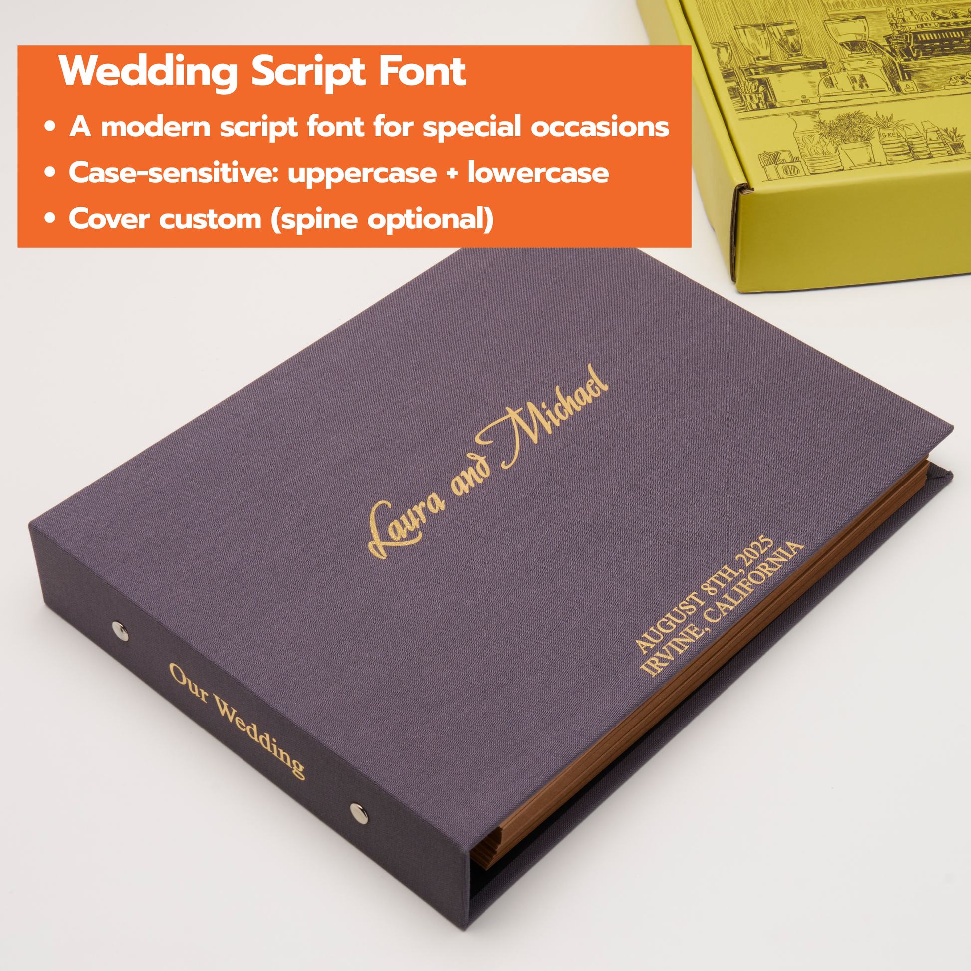 Personalized Linen Hardcover Landscape Binder Scrapbook For 6x10'' (40 sheets / Writabe Cardstock)