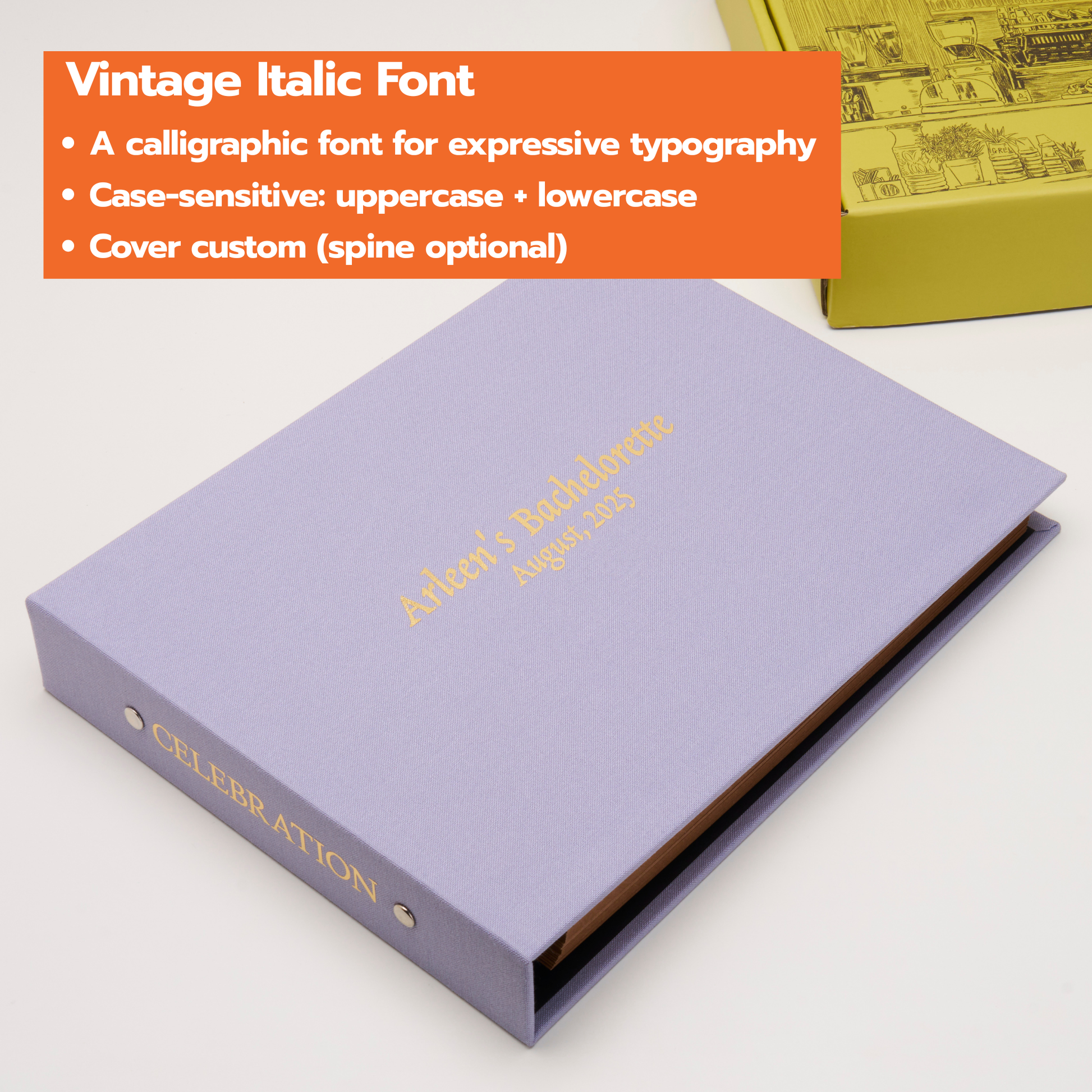 Personalized Linen Hardcover Landscape Binder Scrapbook For 6x10'' (40 sheets / Writabe Cardstock)
