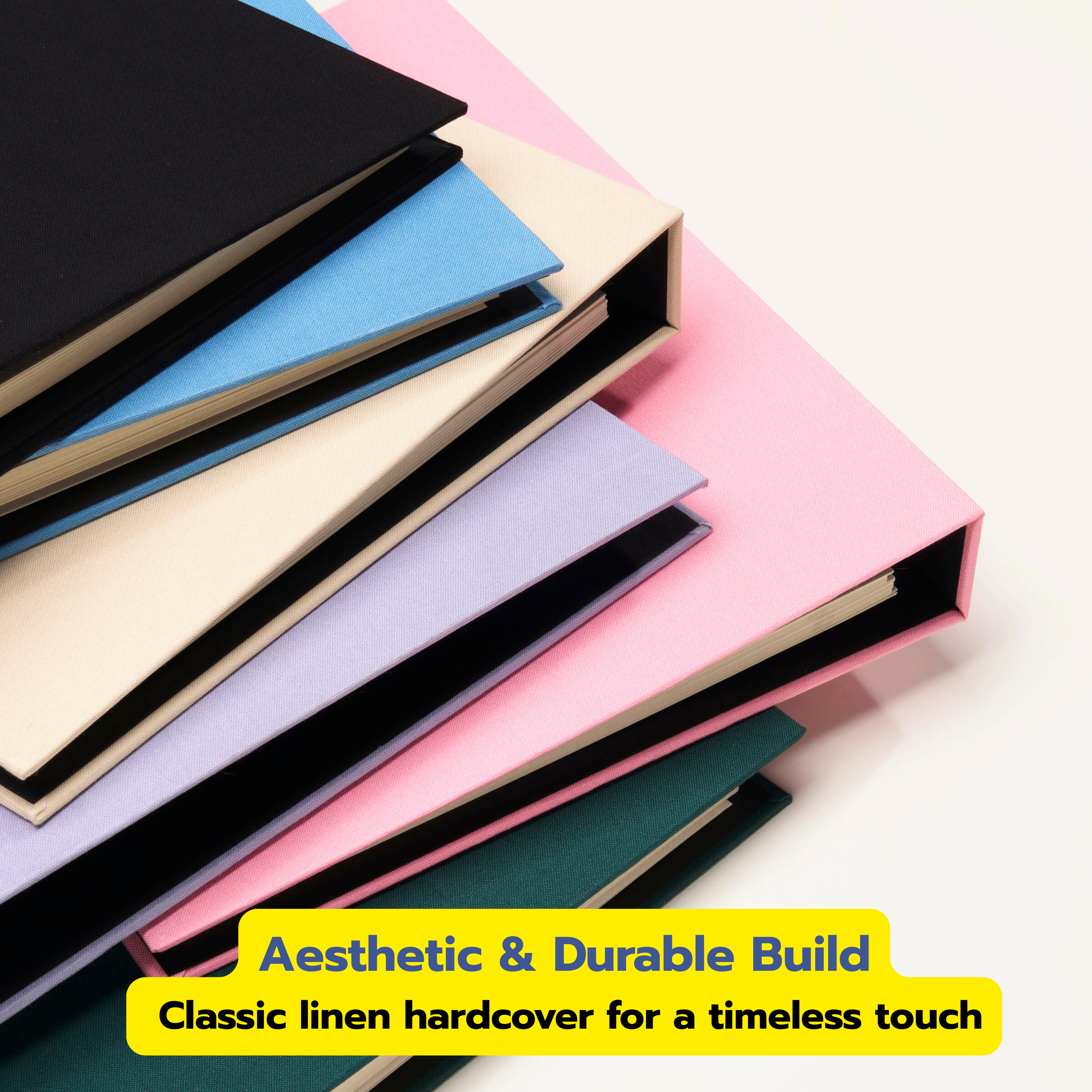 Personalized Linen Hardcover Portrait Binder Scrapbook For US Letter Size 8.5x11'' (40 Sheets / Writabe Cardstock)