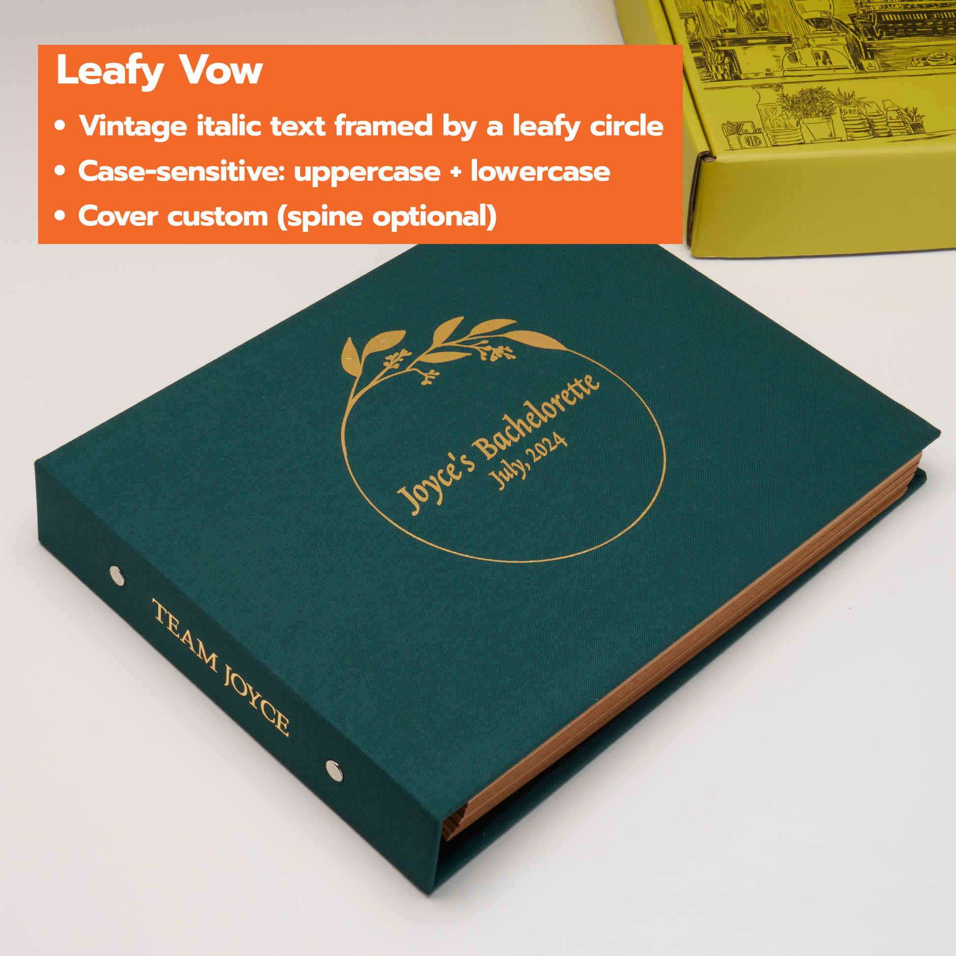 Personalized Linen Hardcover Landscape Binder Scrapbook For 6x10'' (40 sheets / Writabe Cardstock)