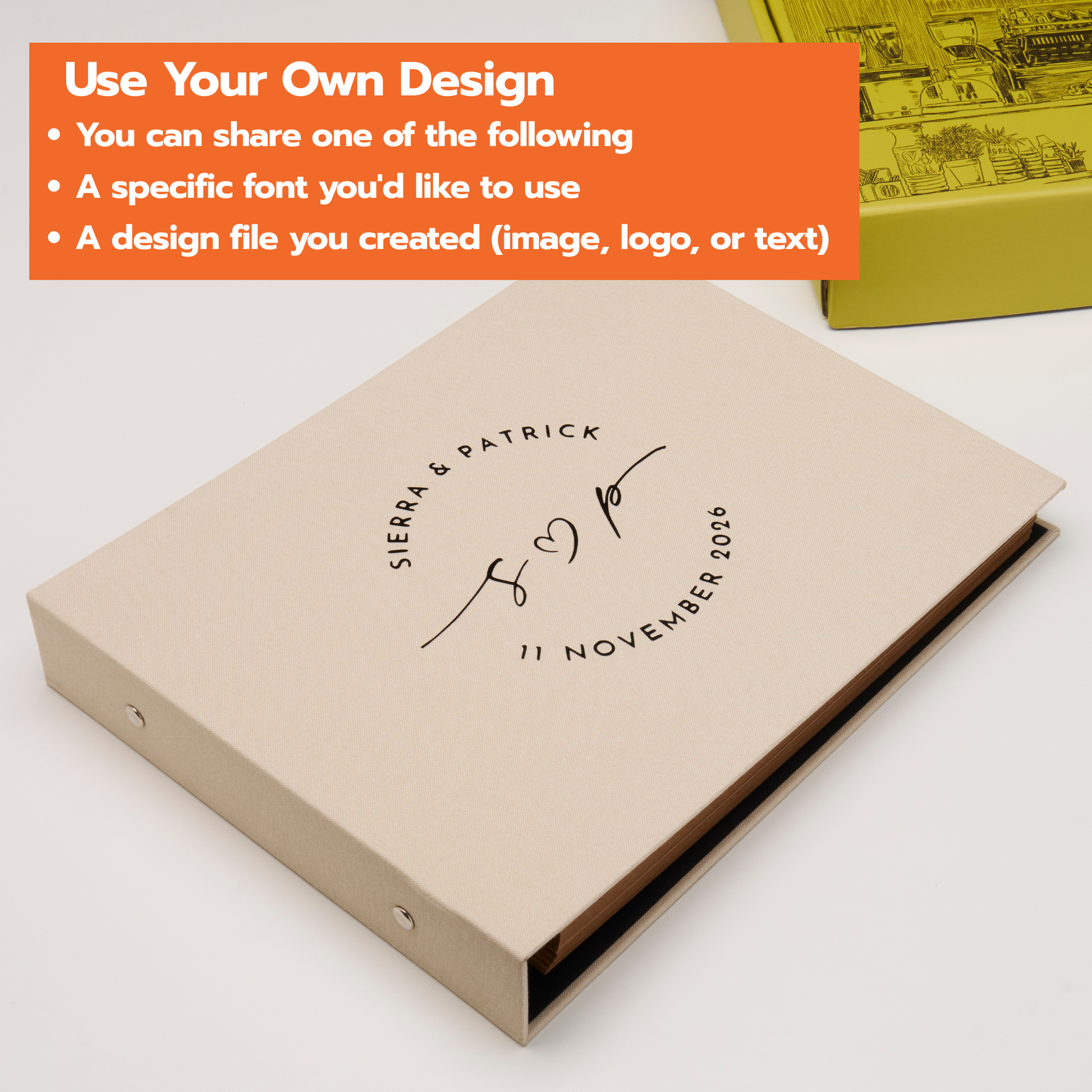 Personalized Linen Hardcover Landscape Binder Scrapbook For 6x10'' (40 sheets / Writabe Cardstock)