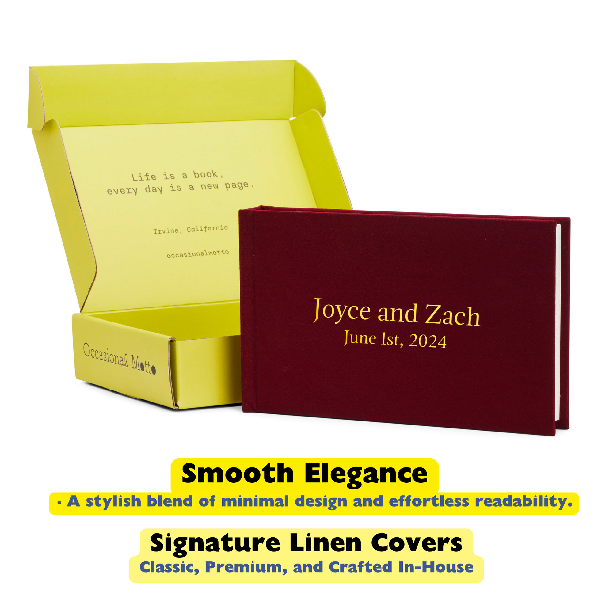 Personalized Linen Hardcover Wedding Guestbook &amp; Photo Album for Instax and Polaroid Film (48 Pockets / Writable Cardstock)