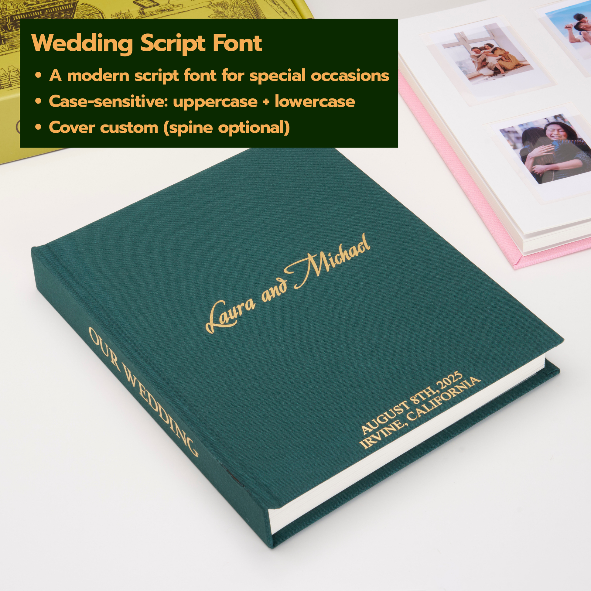 Personalized Linen Hardcover Photo Album For i-Type Film (96 Pockets / Writable Cardstock)