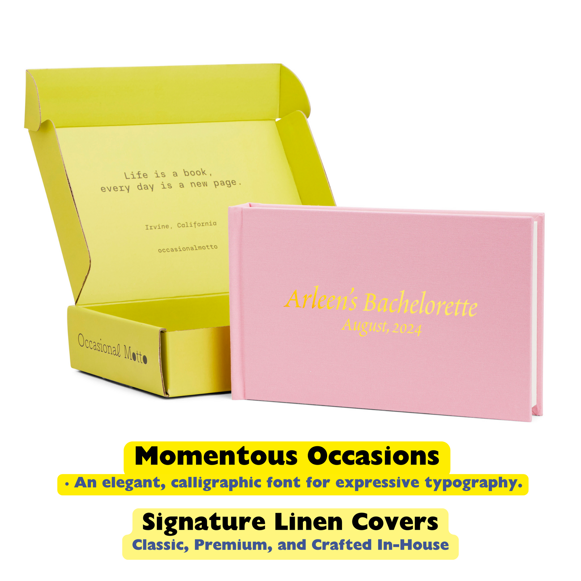Personalized Linen Hardcover Wedding Guestbook &amp; Photo Album for Instax and Polaroid Film (48 Pockets / Writable Cardstock)