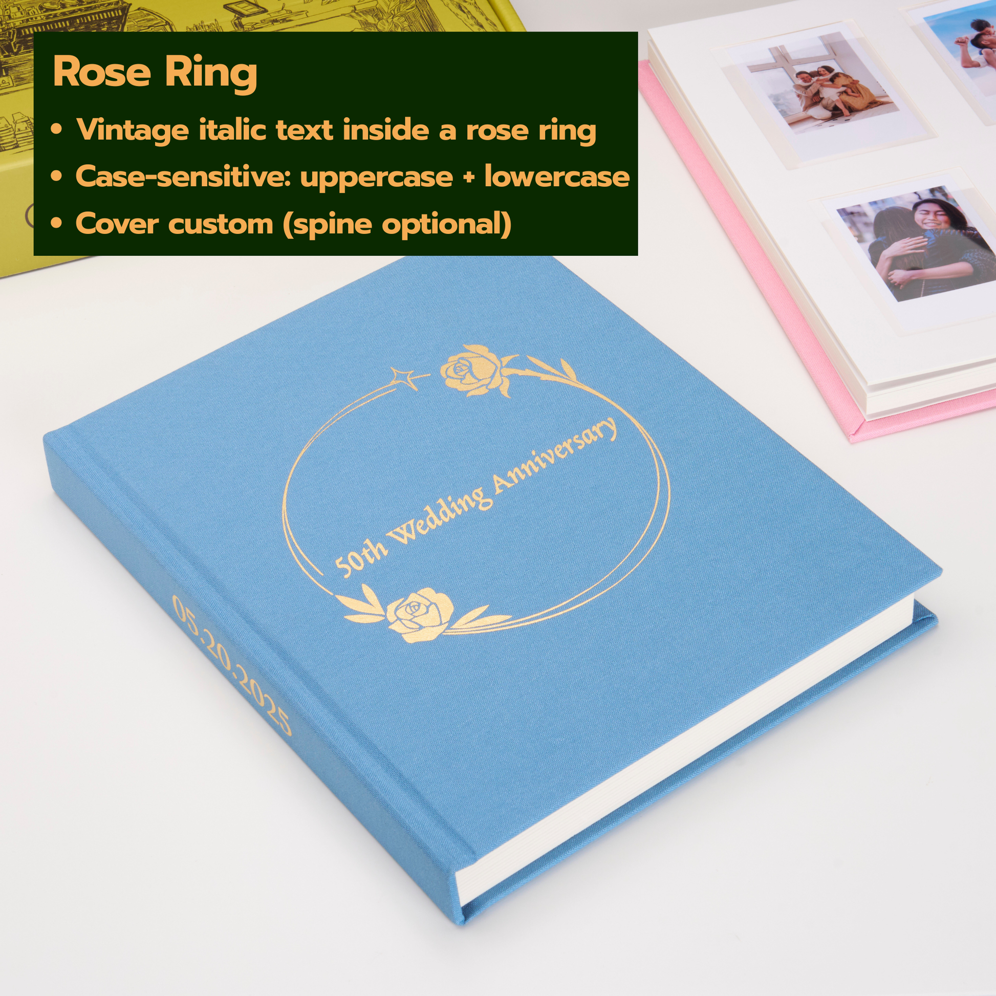 Personalized Linen Hardcover Photo Album For i-Type Film (96 Pockets / Writable Cardstock)