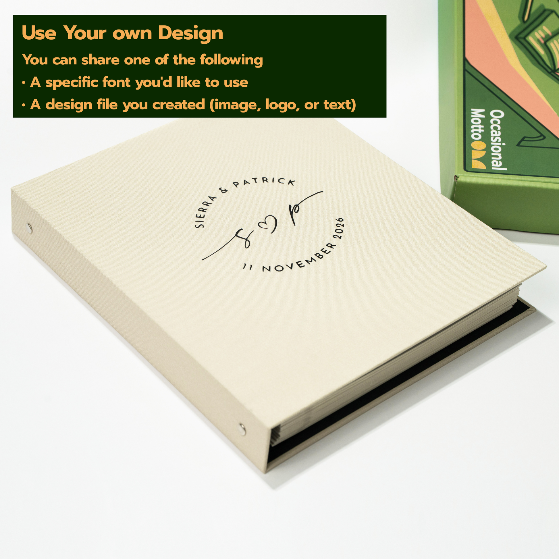 Personalized Linen Hardcover Portrait Binder Scrapbook For US Letter Size 8.5x11'' (40 Sheets / Writabe Cardstock)