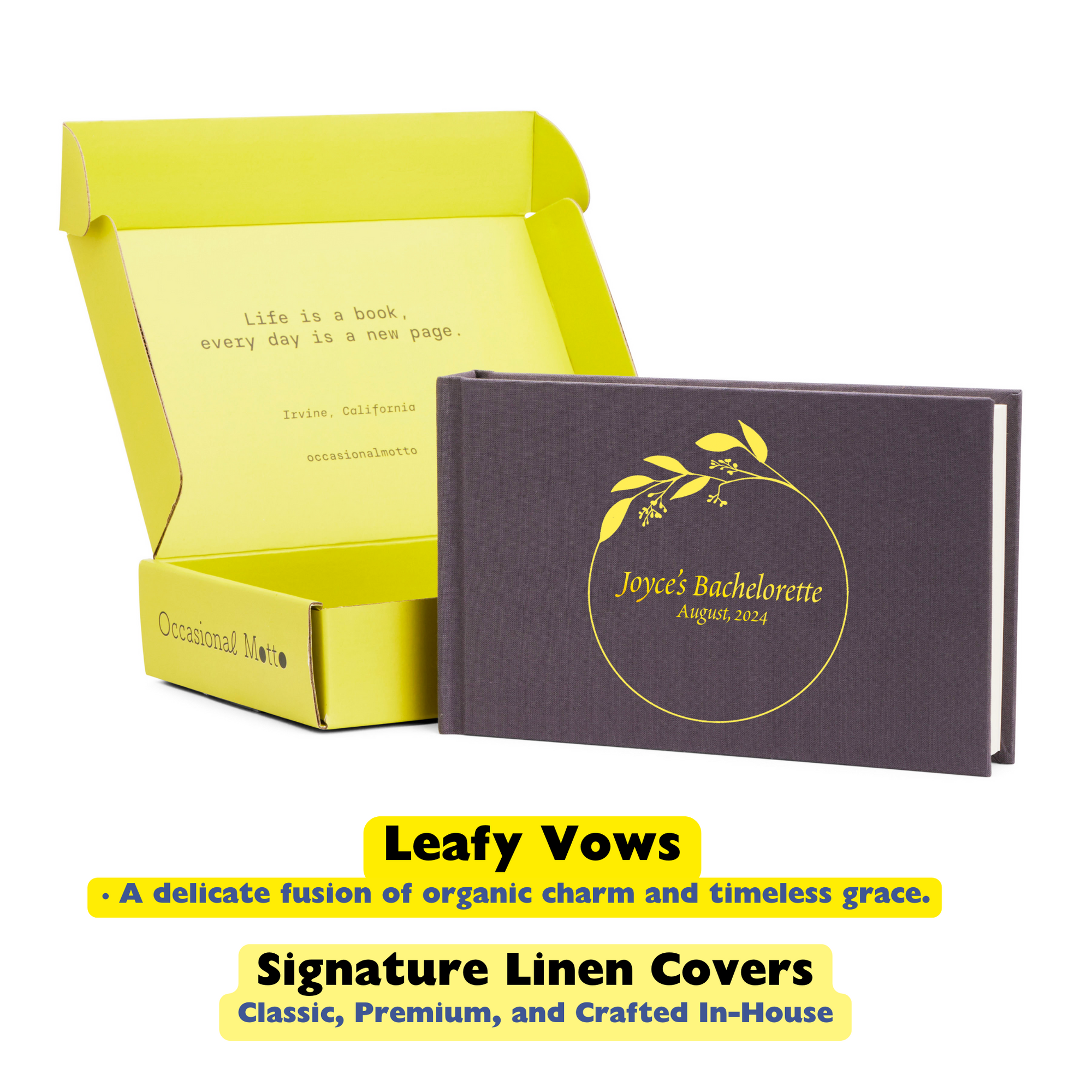 Personalized Linen Hardcover Wedding Guestbook &amp; Photo Album for Instax and Polaroid Film (48 Pockets / Writable Cardstock)