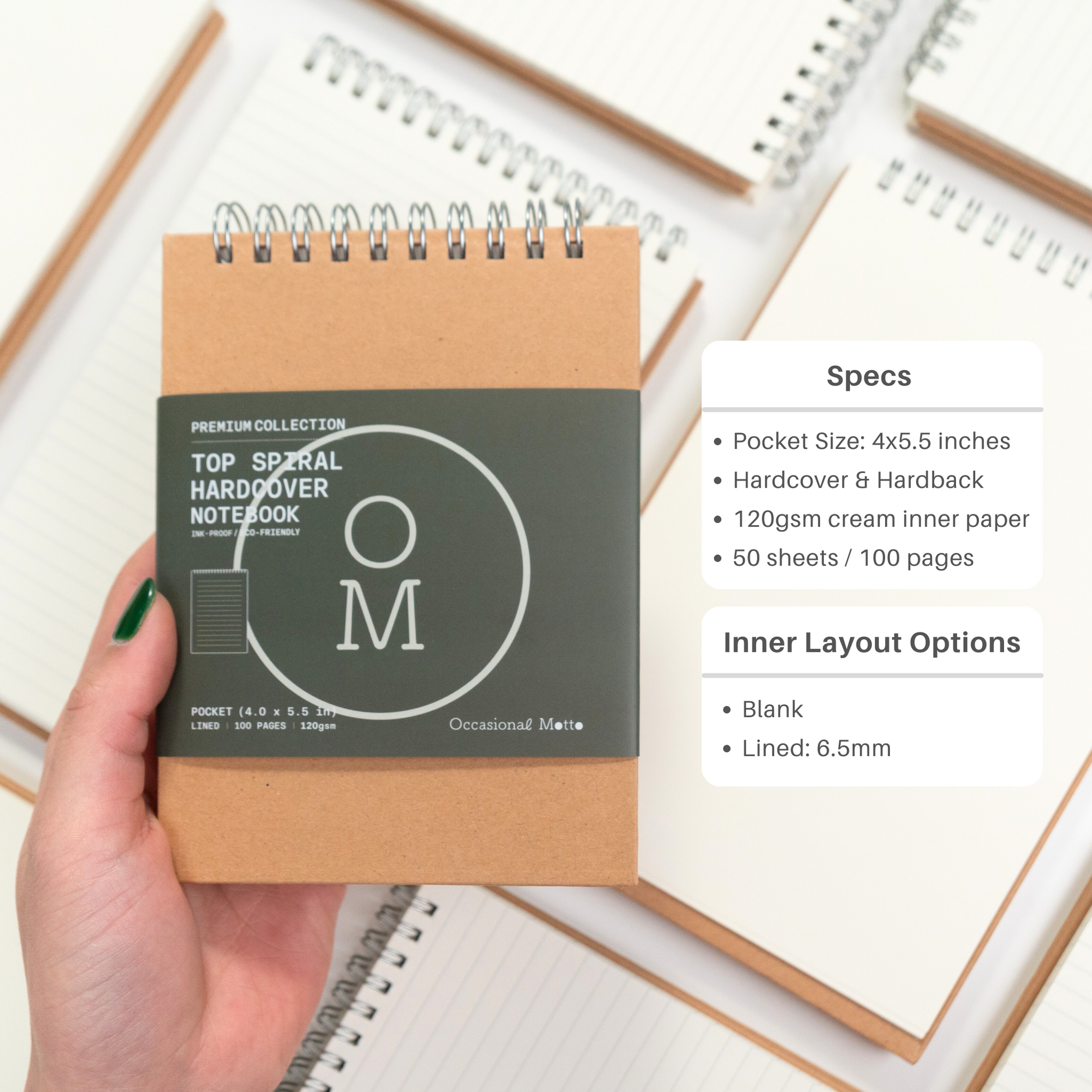 Hardcover Top Spiral Steno Kraft Notebooks