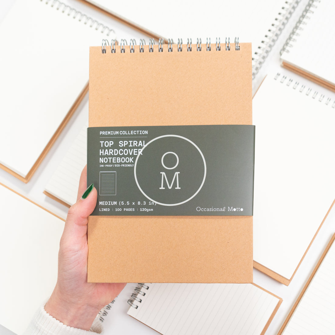 Hardcover Top Spiral Steno Kraft Notebooks (120gsm layout paper)