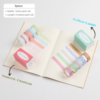 5-Roll Essential Washi Tape Set, 15mm x 5 Meters Each Roll