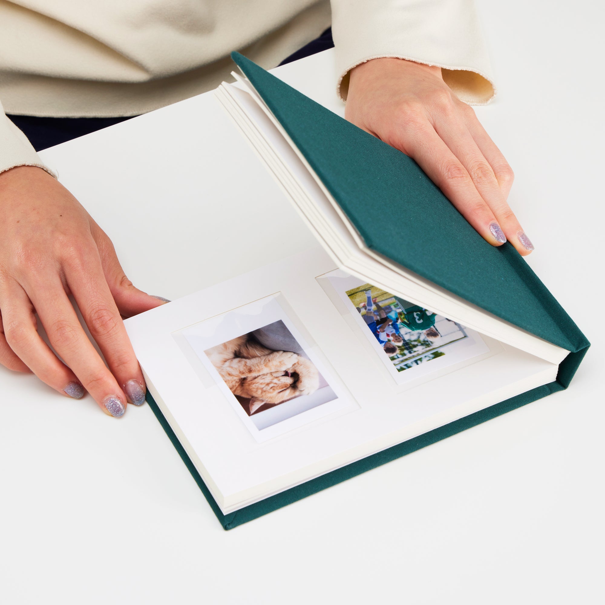 Personalized Linen Hardcover Wedding Guestbook &amp; Photo Album for Instax and Polaroid Film (48 Pockets / Writable Cardstock)