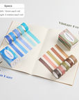 5-Roll Essential Washi Tape Set, 15mm x 5 Meters Each Roll