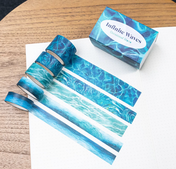 5 Rolls Infinite Waves Washi Tape Set | 30mm 20mm 15mm width | 5 Meters length