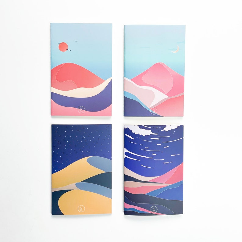 4-Pack Dusk Dawn Stitched Notebooks (100gsm layout paper)