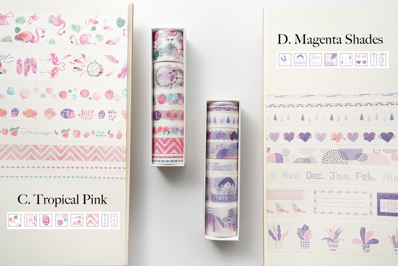 8 Decorative Patterns Washi Tapes Set