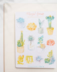 Blissful Spring Watercolor Succulents Sticker Sheet