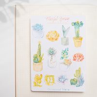 Blissful Spring Watercolor Succulents Sticker Sheet