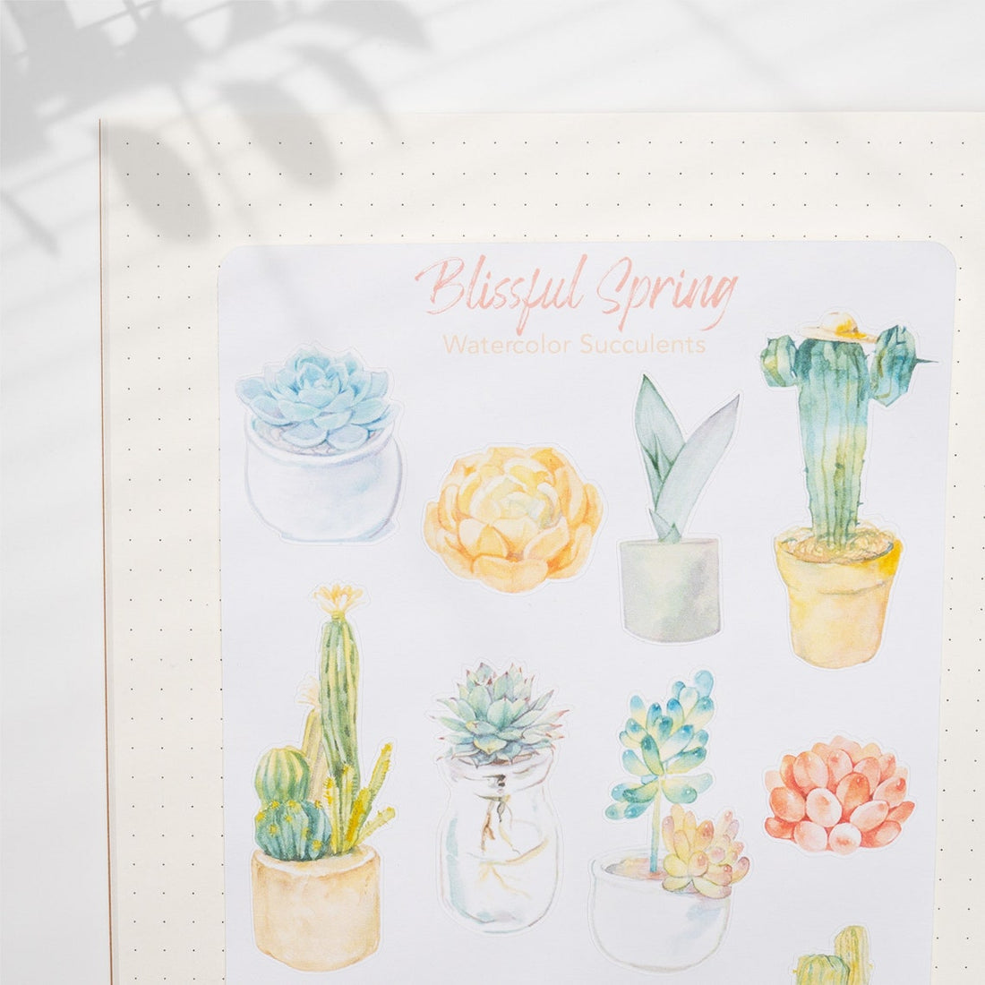 Blissful Spring Watercolor Succulents Sticker Sheet
