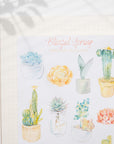 Blissful Spring Watercolor Succulents Sticker Sheet