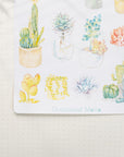 Blissful Spring Watercolor Succulents Sticker Sheet